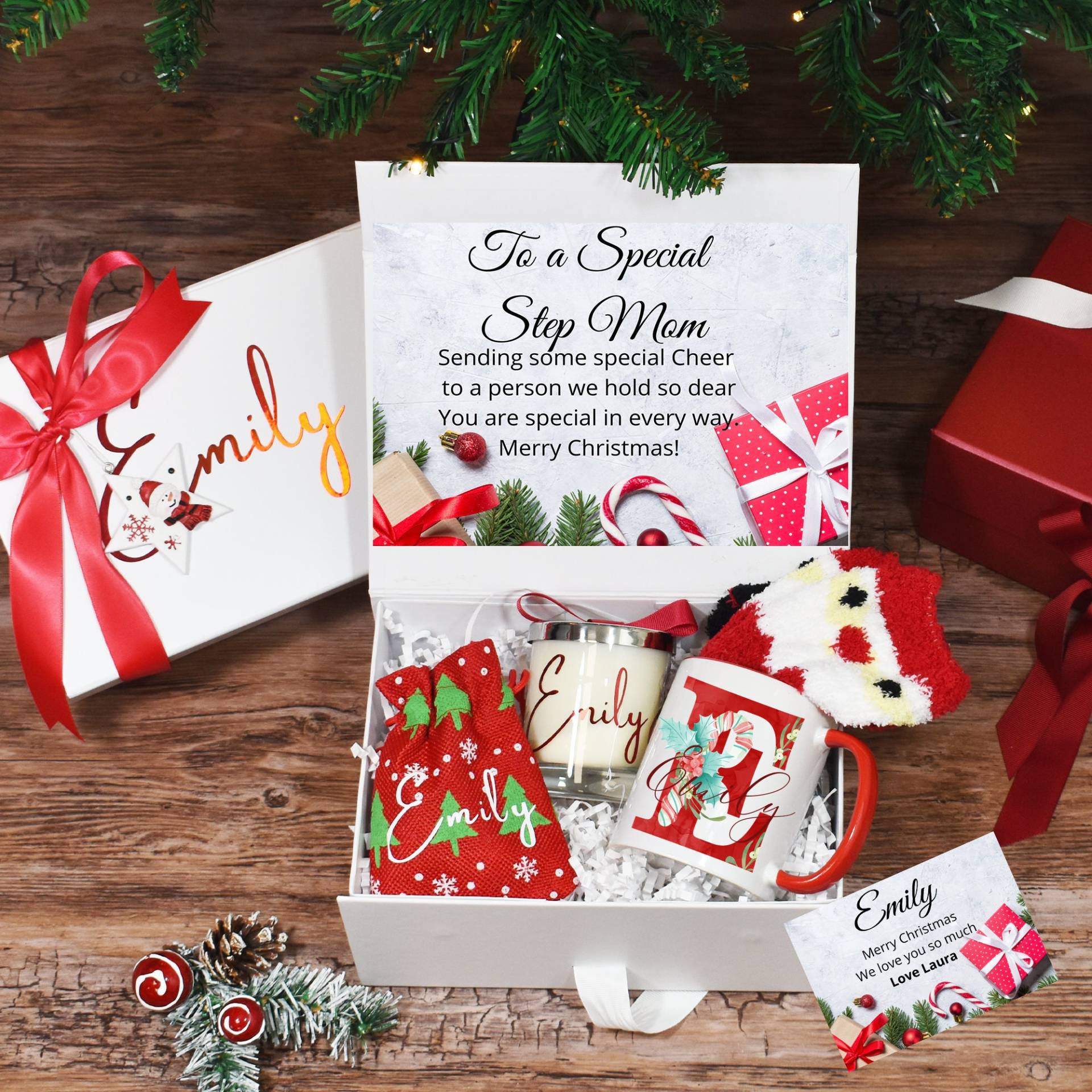 Personalisierte Weihnachtsgeschenkbox Für Step Mum, Luxus Weihnachtsgeschenke, Weihnachtsgeschenk Bonus Mom, Gefüllte Weihnachtsgeschenkbox Personalisierte Weihnachtsgeschenkbox Für Step Mum, Luxus Weihnachtsgeschenke, Weihnachtsgeschenk Bonus Mom, Gefüllte Weihnachtsgeschenkbox von BijouxLucy