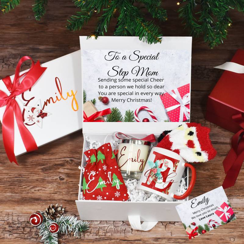 Personalisierte Weihnachtsgeschenkbox Für Step Mum, Luxus Weihnachtsgeschenke, Weihnachtsgeschenk Bonus Mom, Gefüllte Weihnachtsgeschenkbox von BijouxLucy