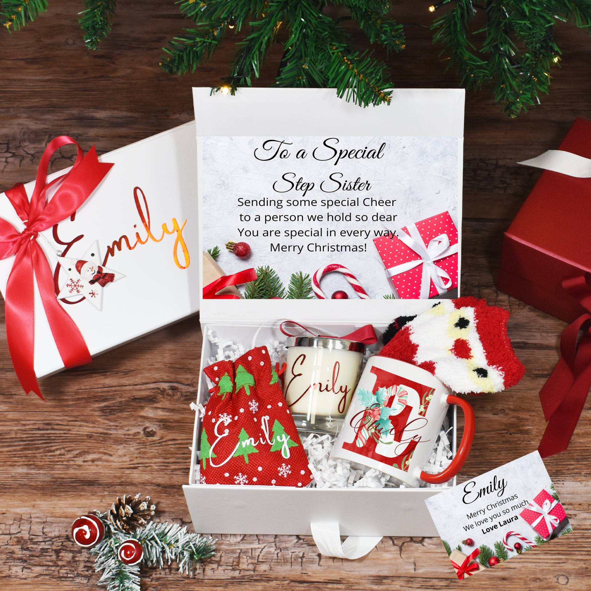 Personalisierte Weihnachtsgeschenkbox Für Stiefschwein, Luxus Weihnachtsgeschenke, Weihnachtsgeschenk Schwester, Gefüllte Weihnachtsgeschenkbox Personalisierte Weihnachtsgeschenkbox Für Stiefschwein, Luxus Weihnachtsgeschenke, Weihnachtsgeschenk Schwester, Gefüllte Weihnachtsgeschenkbox von BijouxLucy