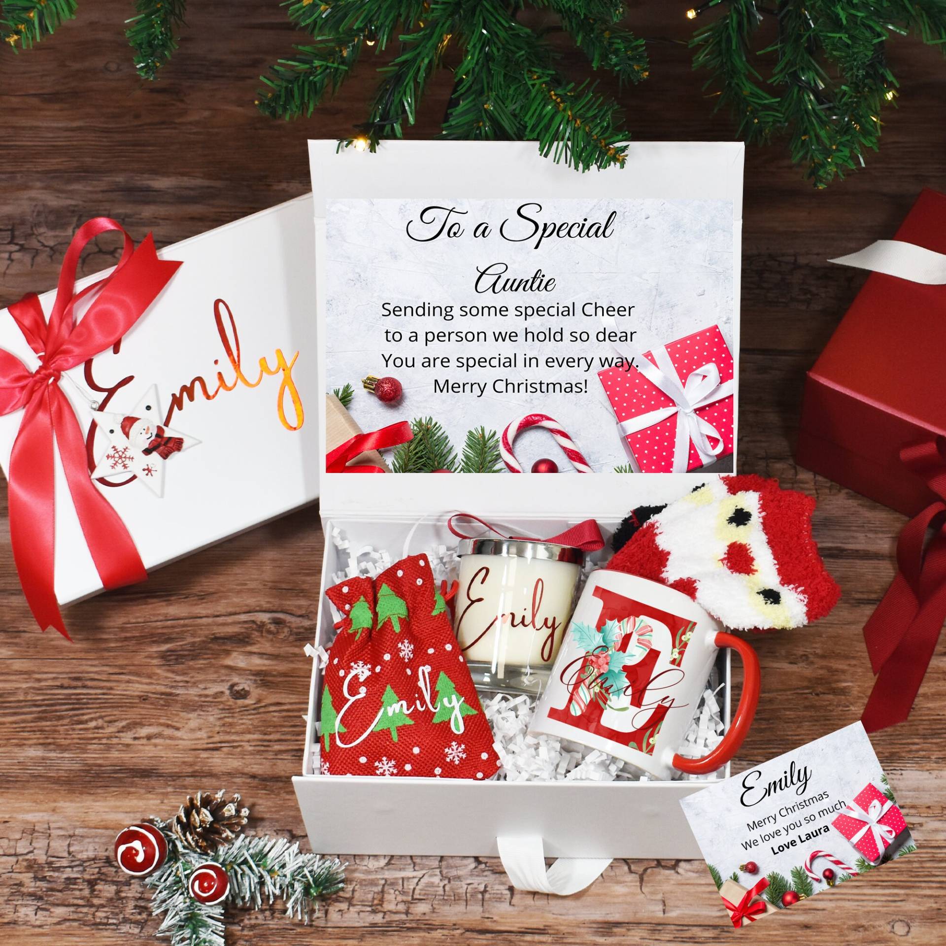 Personalisierte Weihnachtsgeschenkbox Für Tante, Luxus Weihnachtsgeschenke, Weihnachtsgeschenk Sie, Gefüllte Weihnachtsgeschenkbox von BijouxLucy