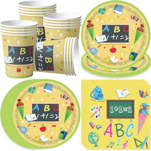 Bikasun Einschulung Partygeschirr Set, 16 Gäste Schulanfang Pappgeschirr, Schuleinführung Pappteller Teller Tassen Servietten, Kinder Schulkind Schulstart Party Geschirr, für Mädchen und Jungen Bikasun Einschulung Partygeschirr Set, 16 Gäste Schulanfang Pappgeschirr, Schuleinführung Pappteller Teller Tassen Servietten, Kinder Schulkind Schulstart Party Geschirr, für Mädchen und Jungen von Bikasun