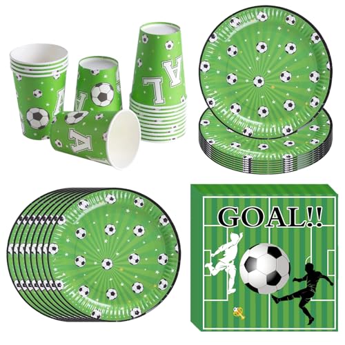 Bikasun Fußball Party Dekorationen Partygeschirr Set Fussball Deko Geburtstag Kinder Fussball Partygeschirr 16 Pappteller, 16 Pappbecher, 20 Servietten für 16 Gäste, Mädchen Junge Mottoparty Grün Bikasun Fußball Party Dekorationen Partygeschirr Set Fussball Deko Geburtstag Kinder Fussball Partygeschirr 16 Pappteller, 16 Pappbecher, 20 Servietten für 16 Gäste, Mädchen Junge Mottoparty Grün von Bikasun