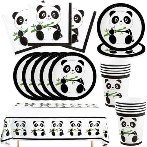 Bikasun Panda Party Set, 10 Gäste Panda Geschirr Set, Panda Party Geschirr, Panda Geburtstag Geschirr, Kindergeburtstag Teller Becher Servietten Tischdecken Party Supplies Bikasun Panda Party Set, 10 Gäste Panda Geschirr Set, Panda Party Geschirr, Panda Geburtstag Geschirr, Kindergeburtstag Teller Becher Servietten Tischdecken Party Supplies von Bikasun