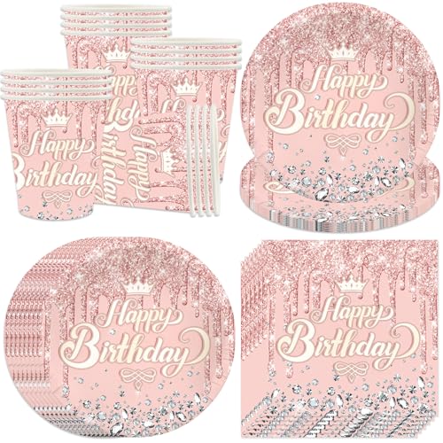 Bikasun Roségold Partygeschirr Set, 16 Gäste Rosegold Geburtstag Geschirr, Kindergeburtstag Teller Becher Servietten Pappteller Party Deko Mädchen, Tischdekoration für Hochzeitsfeiern Bikasun Roségold Partygeschirr Set, 16 Gäste Rosegold Geburtstag Geschirr, Kindergeburtstag Teller Becher Servietten Pappteller Party Deko Mädchen, Tischdekoration für Hochzeitsfeiern von Bikasun