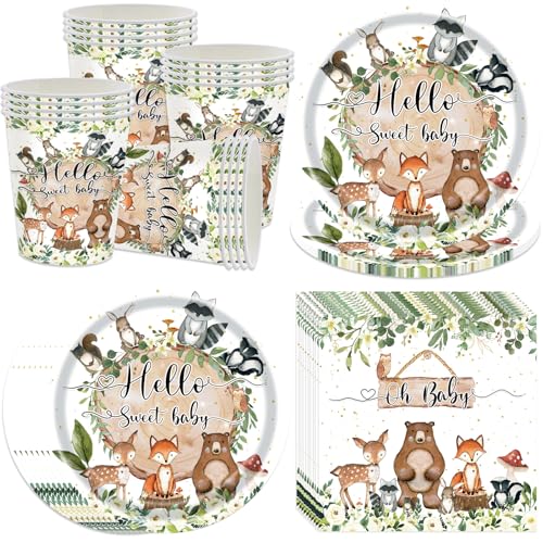 Bikasun Schungel Waldtiere Safari Partygeschirr Set, Baby Shower Geburtstag Party Geschirr für 16 Gäste, Becher Servietten Pappteller, Einweggeschirr für Babyparty Deko Bikasun Schungel Waldtiere Safari Partygeschirr Set, Baby Shower Geburtstag Party Geschirr für 16 Gäste, Becher Servietten Pappteller, Einweggeschirr für Babyparty Deko von Bikasun
