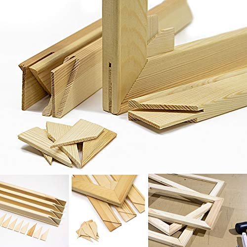 Keilrahmen-Set 180x180cm, Holz Keilrahmenleisten Bausatz zur Selbstmontage, Selbstbau ohne Leinwand, mit profilierten, gezapften Keilrahmenleisten mit Holzkeilen und Zwischenstegen je nach Größe von BilderKing