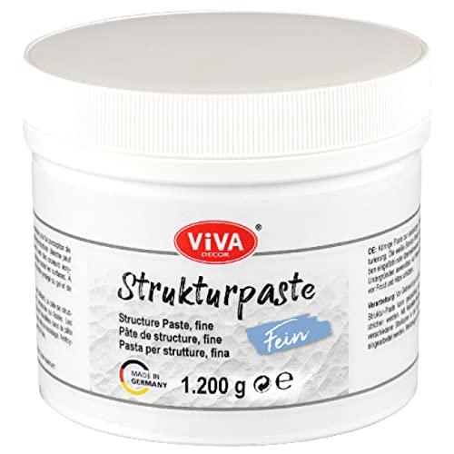 Viva Decor Strukturpaste Fein, 1200 g, Weiß, matte, sehr feinkörnige Paste auf Wasserbasis für reliefartige bis plastische Oberflächenstrukturierung - für Kreative und Künstler - Made in Germany Viva Decor Strukturpaste Fein, 1200 g, Weiß, matte, sehr feinkörnige Paste auf Wasserbasis für reliefartige bis plastische Oberflächenstrukturierung - für Kreative und Künstler - Made in Germany von Bildershop-24