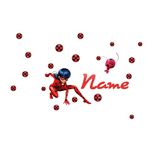 Bilderwelten Wandtattoo Kinderzimmer Miraculous Ladybug Wunschname - Wandsticker Wanddeko Wandaufkleber Kinder 90cm x 150cm von Bilderwelten