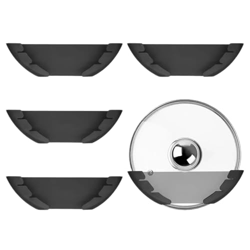 Billowvolve 4PCS Topfdeckelhalter Pfannendeckelhaltern für 15-34 cm (6-13.5in) Große Pfannendeckel Selbstklebende Wandhalterung Kunststoff Topf Abdeckung Halterung von Billowvolve