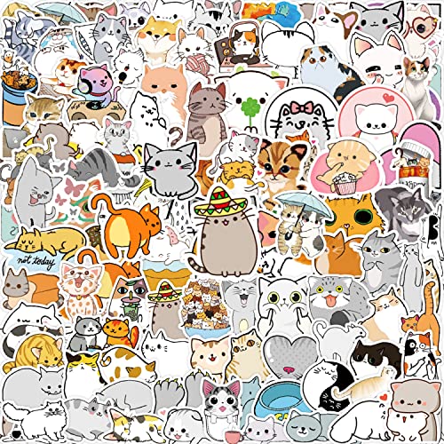 100PCS süße Katze Aufkleber für Wasserflaschen, Laptops, Skateboards, Vinyl wasserdicht kawaii Kätzchen Cartoon Tier Aufkleber Pack, Geschenke für Kinder und Jugendliche von Bimani