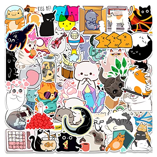 50PCS cat stickers, cool and cute sticker pack designed for boys kids teens, vinyl waterproof stickers for water bottles, laptops, cell phones von Bimani