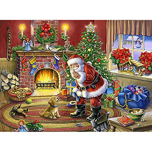 Bimkole 5D DIY Diamond Painting Mal-Kits Weihnachtsmann, Weihnachtsbaum Hund Diamond Art Picture Vollbohrkristall Strass Diamanten Stickereien Kreuzstich Mosaik Kunst für Home Wanddekorationa 30x40cm von Bimkole