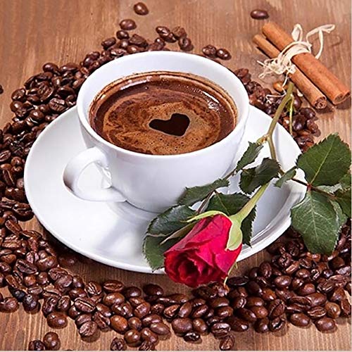 Bimkole 5D DIY Diamond Painting Zubehör Diamant Malerei Kit Tassen Blumen Kaffee Bohren voll Strass Set, Gemälde Malen nach Zahlen mit Dekoration 30 * 30 cm (d3-422) von Bimkole