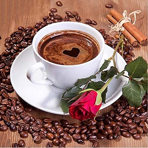 Bimkole 5D DIY Diamond Painting Zubehör Diamant Malerei Kit Tassen Blumen Kaffee Bohren voll Strass Set, Gemälde Malen nach Zahlen mit Dekoration 30 * 30 cm (d3-422) von Bimkole