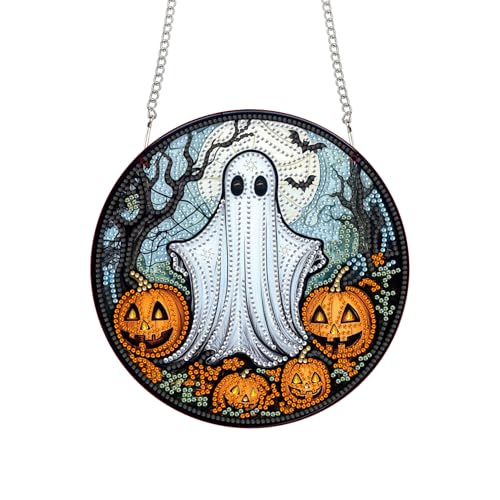 Bimkole 5D Diamond Painting Anhänger Geist, Hängende Diamantkunst Diamant Malsets, Diamond Painting Kit Halloween, Fensteranhänger Deko für Zuhause Garten Tür & Außenbereich 20x20 cm Bimkole 5D Diamond Painting Anhänger Geist, Hängende Diamantkunst Diamant Malsets, Diamond Painting Kit Halloween, Fensteranhänger Deko für Zuhause Garten Tür & Außenbereich 20x20 cm von Bimkole