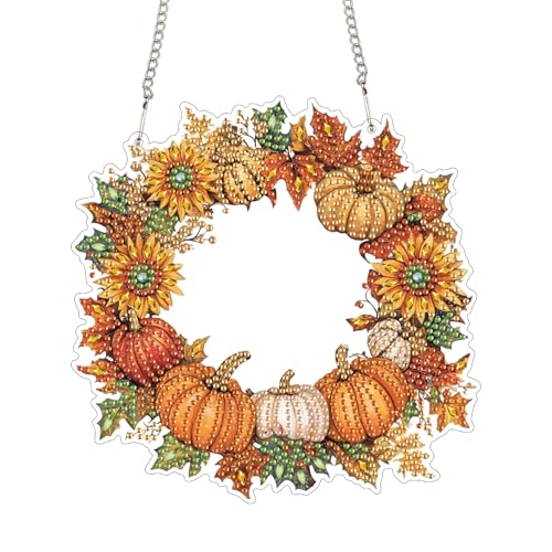 Bimkole 5D Diamond Painting Anhänger Halloween, Hängende Diamantkunst Diamant Malsets, Diamond Painting Kit Kürbisse, Fensteranhänger Deko für Zuhause Garten Tür & Außenbereich 20x20 cm von Bimkole