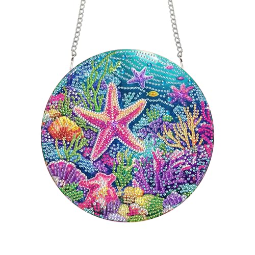 Bimkole 5D Diamond Painting Anhänger Seestern, Hängende Diamantkunst Diamant Malsets, Diamond Painting Kit Ozeane, Fensteranhänger Deko für Zuhause Garten Tür & Außenbereich 20x20 cm Bimkole 5D Diamond Painting Anhänger Seestern, Hängende Diamantkunst Diamant Malsets, Diamond Painting Kit Ozeane, Fensteranhänger Deko für Zuhause Garten Tür & Außenbereich 20x20 cm von Bimkole