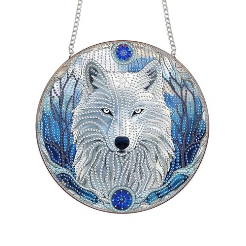 Bimkole 5D Diamond Painting Anhänger Weißer Wolf, Hängende Diamantkunst Diamant Malsets, Diamond Painting Kit Tiere, Fensteranhänger Deko für Zuhause Garten Tür & Außenbereich 20x20 cm Bimkole 5D Diamond Painting Anhänger Weißer Wolf, Hängende Diamantkunst Diamant Malsets, Diamond Painting Kit Tiere, Fensteranhänger Deko für Zuhause Garten Tür & Außenbereich 20x20 cm von Bimkole