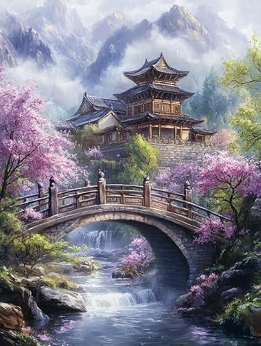 Bimkole 5D Diamond Painting Kits Zubehör Architektur, Hausbrücke Diamant Malerei Kit Voll Runde Bohrer Malen nach Zahlen Malerei Stickerei Kreuzstich Diamond Dekoration 30x40 cm Bimkole 5D Diamond Painting Kits Zubehör Architektur, Hausbrücke Diamant Malerei Kit Voll Runde Bohrer Malen nach Zahlen Malerei Stickerei Kreuzstich Diamond Dekoration 30x40 cm von Bimkole