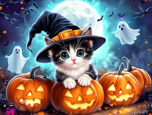 Bimkole 5D Diamond Painting Kits Zubehör Halloween-Kürbis, Katzen Diamant Malerei Kit Voll Runde Bohrer Malen nach Zahlen Malerei Stickerei Kreuzstich Diamond Dekoration 30x40 cm Bimkole 5D Diamond Painting Kits Zubehör Halloween-Kürbis, Katzen Diamant Malerei Kit Voll Runde Bohrer Malen nach Zahlen Malerei Stickerei Kreuzstich Diamond Dekoration 30x40 cm von Bimkole