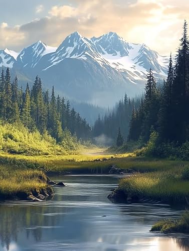 Bimkole 5D Diamond Painting Kits Zubehör Landschaft, Wald Diamant Malerei Kit Voll Runde Bohrer Malen nach Zahlen Malerei Stickerei Kreuzstich Diamond Dekoration 30x40 cm von Bimkole