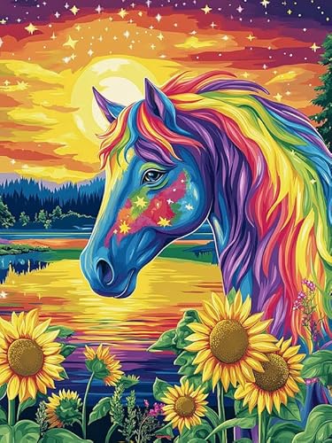 Bimkole 5D Diamond Painting Kits Zubehör Pferd, Sonnenblumentier Diamant Malerei Kit Voll Runde Bohrer Malen nach Zahlen Malerei Stickerei Kreuzstich Diamond Dekoration 30x40 cm Bimkole 5D Diamond Painting Kits Zubehör Pferd, Sonnenblumentier Diamant Malerei Kit Voll Runde Bohrer Malen nach Zahlen Malerei Stickerei Kreuzstich Diamond Dekoration 30x40 cm von Bimkole
