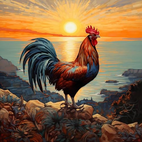 Bimkole 5D Diamond Painting Kits Zubehör Rooster, Animals Diamant Malerei Kit Voll Runde Bohrer Malen nach Zahlen Malerei Stickerei Kreuzstich Diamond Dekoration 30x30 cm von Bimkole