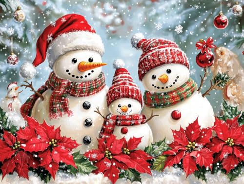 Bimkole 5D Diamond Painting Kits Zubehör Schneemann, Winter Diamant Malerei Kit Voll Runde Bohrer Malen nach Zahlen Malerei Stickerei Kreuzstich Diamond Dekoration 30x40 cm von Bimkole