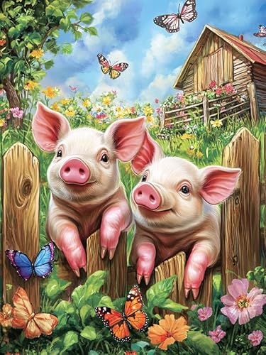 Bimkole 5D Diamond Painting Kits Zubehör Schwein, Tier Diamant Malerei Kit Voll Runde Bohrer Malen nach Zahlen Malerei Stickerei Kreuzstich Diamond Dekoration 30x40 cm Bimkole 5D Diamond Painting Kits Zubehör Schwein, Tier Diamant Malerei Kit Voll Runde Bohrer Malen nach Zahlen Malerei Stickerei Kreuzstich Diamond Dekoration 30x40 cm von Bimkole