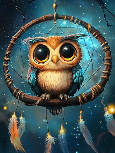 Bimkole 5D Diamond Painting Kits Zubehör Traumfänger Adler, Tier Diamant Malerei Kit Voll Runde Bohrer Malen nach Zahlen Malerei Stickerei Kreuzstich Diamond Dekoration 30x40 cm von Bimkole