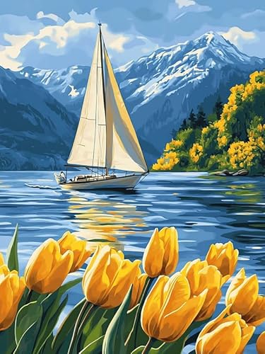 Bimkole 5D Diamond Painting Kits Zubehör Tulpenboot, Landschaft Diamant Malerei Kit Voll Runde Bohrer Malen nach Zahlen Malerei Stickerei Kreuzstich Diamond Dekoration 30x40 cm Bimkole 5D Diamond Painting Kits Zubehör Tulpenboot, Landschaft Diamant Malerei Kit Voll Runde Bohrer Malen nach Zahlen Malerei Stickerei Kreuzstich Diamond Dekoration 30x40 cm von Bimkole