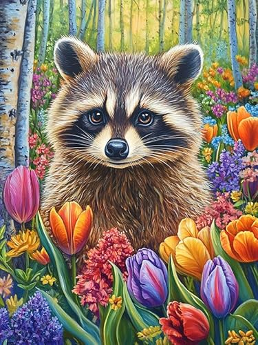Bimkole 5D Diamond Painting Kits Zubehör Waschbär, Tier-Tulpe Diamant Malerei Kit Voll Runde Bohrer Malen nach Zahlen Malerei Stickerei Kreuzstich Diamond Dekoration 30x40 cm Bimkole 5D Diamond Painting Kits Zubehör Waschbär, Tier-Tulpe Diamant Malerei Kit Voll Runde Bohrer Malen nach Zahlen Malerei Stickerei Kreuzstich Diamond Dekoration 30x40 cm von Bimkole