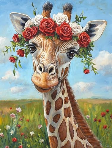 Bimkole DIY 5D Diamond Painting Kits Zubehör, Diamant Malerei Kit Giraffe Voll Runde Bohrer Malen nach Zahlen Malerei Stickerei Kreuzstich Diamond Dekoration 30X40 cm tt1787 von Bimkole