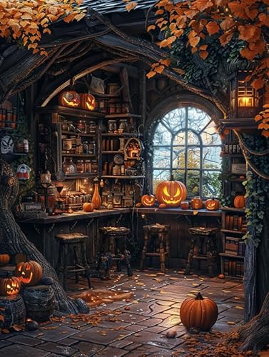 Bimkole DIY 5D Diamond Painting Kits Zubehör, Diamant Malerei Kit Halloween Voll Runde Bohrer Malen nach Zahlen Malerei Stickerei Kreuzstich Diamond Dekoration (30X40cm) yT868 von Bimkole