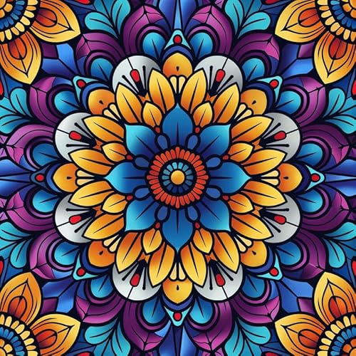 Bimkole DIY 5D Diamond Painting Kits Zubehör, Diamant Malerei Kit Mandala-Blume Voll Runde Bohrer Malen nach Zahlen Malerei Stickerei Kreuzstich Diamond Dekoration (30x30cm) yT2742 von Bimkole