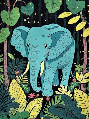 Bimkole DIY 5D Diamond Painting Kits Zubehör Elefant, Tierblätter Diamant Malerei Kit Voll Runde Bohrer Malen nach Zahlen Malerei Stickerei Kreuzstich Diamond Dekoration 30x40cm Bimkole DIY 5D Diamond Painting Kits Zubehör Elefant, Tierblätter Diamant Malerei Kit Voll Runde Bohrer Malen nach Zahlen Malerei Stickerei Kreuzstich Diamond Dekoration 30x40cm von Bimkole