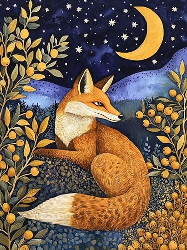 Bimkole DIY 5D Diamond Painting Kits Zubehör Fuchs, Tiermond Diamant Malerei Kit Voll Runde Bohrer Malen nach Zahlen Malerei Stickerei Kreuzstich Diamond Dekoration 30x40 cm Bimkole DIY 5D Diamond Painting Kits Zubehör Fuchs, Tiermond Diamant Malerei Kit Voll Runde Bohrer Malen nach Zahlen Malerei Stickerei Kreuzstich Diamond Dekoration 30x40 cm von Bimkole