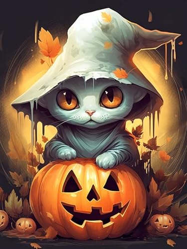 Bimkole DIY 5D Diamond Painting Kits Zubehör Halloween-Geist, Kürbis Diamant Malerei Kit Voll Runde Bohrer Malen nach Zahlen Malerei Stickerei Kreuzstich Diamond Dekoration 30X40cm von Bimkole