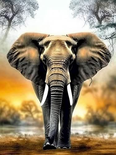 Bimkole DIY 5D Diamond Painting Zubehör Elefant, Herbst toter Baum Diamant Malerei Kit Voll Runde Bohrer Malen nach Zahlen Malerei Stickerei Kreuzstich Diamond Dekoration, (40x50 cm) von Bimkole