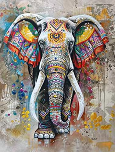 Bimkole DIY 5D Diamond Painting Zubehör Elefant, Totem Tier Kunstmalerei Diamant Malerei Kit Voll Runde Bohrer Malen nach Zahlen Malerei Stickerei Kreuzstich Diamond Dekoration, (30x40 cm) von Bimkole