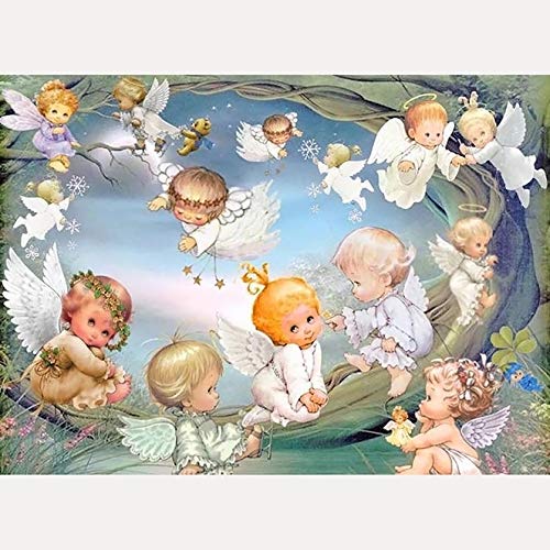 Bimkole DIY 5D Diamond Painting Zubehör Engel, Kranz Gras Diamant Malerei Kit Voll Runde Bohrer Malen nach Zahlen Malerei Stickerei Kreuzstich Diamond Dekoration, (30x40 cm) von Bimkole