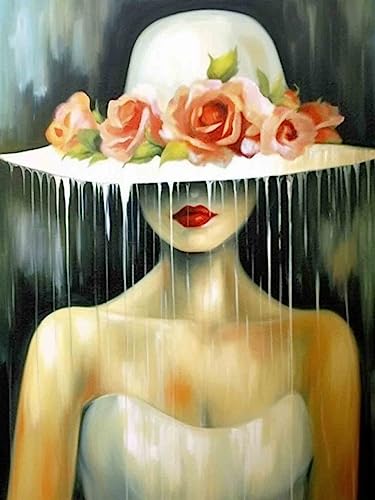 Bimkole DIY 5D Diamond Painting Zubehör Frau Mit Weißem Hut, Blume Diamant Malerei Kit Voll Runde Bohrer Malen nach Zahlen Malerei Stickerei Kreuzstich Diamond Dekoration 30X40 cm Bimkole DIY 5D Diamond Painting Zubehör Frau Mit Weißem Hut, Blume Diamant Malerei Kit Voll Runde Bohrer Malen nach Zahlen Malerei Stickerei Kreuzstich Diamond Dekoration 30X40 cm von Bimkole