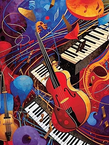 Bimkole DIY 5D Diamond Painting Zubehör Gitarre, Klavier, Notiz Diamant Malerei Kit Voll Runde Bohrer Malen nach Zahlen Malerei Stickerei Kreuzstich Diamond Dekoration 30X40 cm von Bimkole