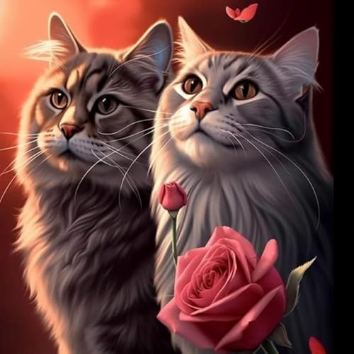 Bimkole DIY 5D Diamond Painting Zubehör Katzenpärchen, Tier Diamant Malerei Kit Voll Runde Bohrer Malen nach Zahlen Malerei Stickerei Kreuzstich Diamond Dekoration 30X30 cm Bimkole DIY 5D Diamond Painting Zubehör Katzenpärchen, Tier Diamant Malerei Kit Voll Runde Bohrer Malen nach Zahlen Malerei Stickerei Kreuzstich Diamond Dekoration 30X30 cm von Bimkole
