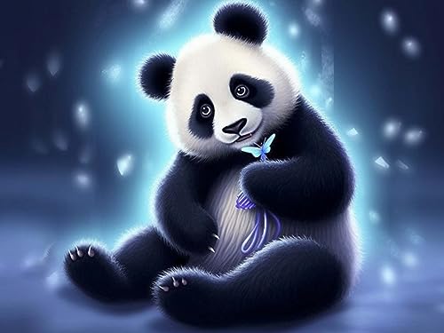 Bimkole DIY 5D Diamond Painting Zubehör Panda, Tier Sternenlicht Kunstmalerei Diamant Malerei Kit Voll Runde Bohrer Malen nach Zahlen Malerei Stickerei Kreuzstich Diamond Dekoration, (30x40 cm) von Bimkole