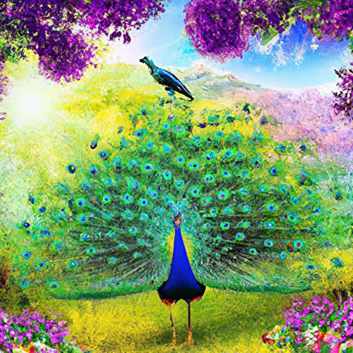 Bimkole DIY 5D Diamond Painting Zubehör Pfau, Pfau Feder Tier Blume Diamant Malerei Kit Voll Runde Bohrer Malen nach Zahlen Malerei Stickerei Kreuzstich Diamond Dekoration, (40x40 cm) von Bimkole