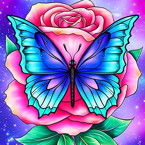 Bimkole DIY 5D Diamond Painting Zubehör Schmetterling, Blume Diamant Malerei Kit Voll Runde Bohrer Malen nach Zahlen Malerei Stickerei Kreuzstich Diamond Dekoration 30x30cm von Bimkole