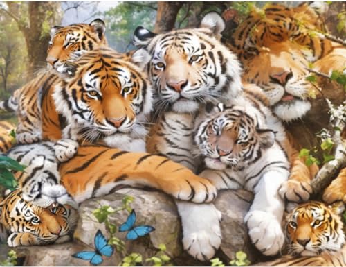 Bimkole DIY 5D Diamond Painting Zubehör Tiger Löwen Leopard, Tier Diamant Malerei Kit Voll Runde Bohrer Malen nach Zahlen Malerei Stickerei Kreuzstich Diamond Dekoration, (40x50 cm) von Bimkole