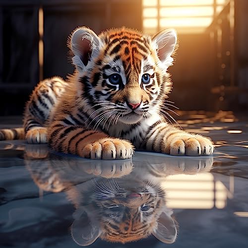 Bimkole DIY 5D Diamond Painting Zubehör Tigerjunges-Reflexion, Tier Diamant Malerei Kit Voll Runde Bohrer Malen nach Zahlen Malerei Stickerei Kreuzstich Diamond Dekoration 30X30cm Bimkole DIY 5D Diamond Painting Zubehör Tigerjunges-Reflexion, Tier Diamant Malerei Kit Voll Runde Bohrer Malen nach Zahlen Malerei Stickerei Kreuzstich Diamond Dekoration 30X30cm von Bimkole
