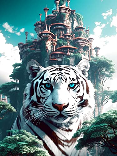 Bimkole DIY 5D Diamond Painting Zubehör Weißer Tiger, Tierisches Baumhaus Diamant Malerei Kit Voll Runde Bohrer Malen nach Zahlen Malerei Stickerei Kreuzstich Diamond Dekoration 30X40 cm Bimkole DIY 5D Diamond Painting Zubehör Weißer Tiger, Tierisches Baumhaus Diamant Malerei Kit Voll Runde Bohrer Malen nach Zahlen Malerei Stickerei Kreuzstich Diamond Dekoration 30X40 cm von Bimkole